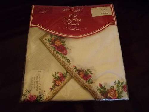 BEAUTIFUL AND RARE  ROYAL ALBERT 'OLD COUNTRY ROSES' 1962 -PACK OF SIX NAPKINS STILL SEALED 42.5CM