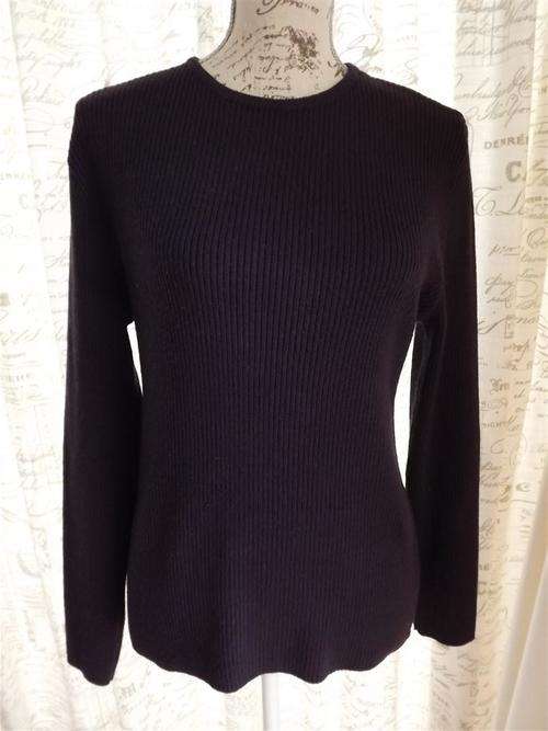 LADIES WOOLWORTHS PLUM COLOUR ROUND NECK RIBBED JERSEY WITH LONG SLEEVES - SIZE EXTRA LARGE -X L