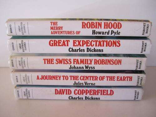 5 x Great Illustrated Classics - Robin Hood, David Copperfield, Great Expectations, Etc.