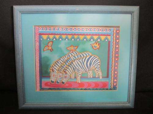 Splendid Piece of Art Depicting Zebras by the watering hole by Leanne Pearson!