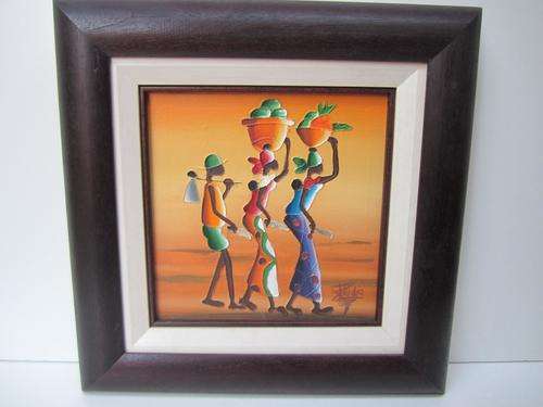Beautiful Framed Oil Painting of Three African Ladies!