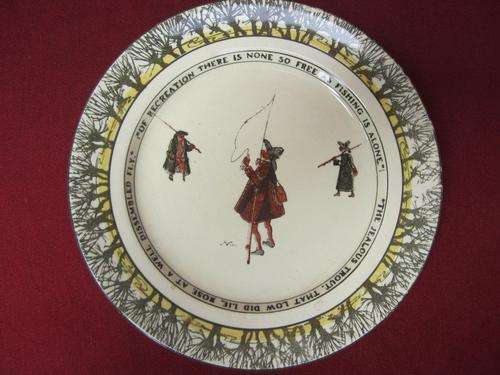 Delightful & Unique! Isaac Walton Ware ROYAL DOULTON - "Gallant Fishers" Plate! Highly collectible!