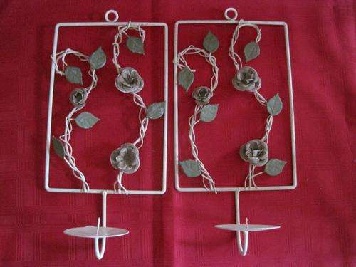 Two Stunning Wall Mounted Candle Holders Decorated with Roses!