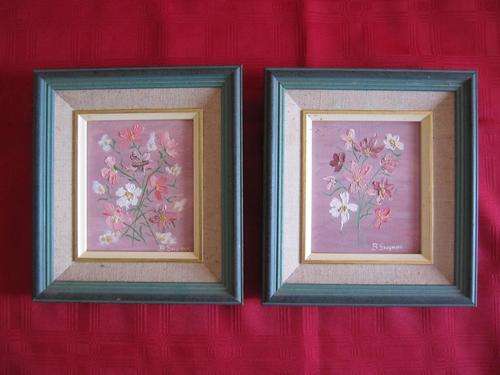 Elegantly Beautiful Pair of Cosmos Oil Paintings! Signed B. Snyman.
