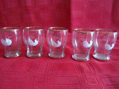 Set of 5 Stunning Rooster Shot Glasses!