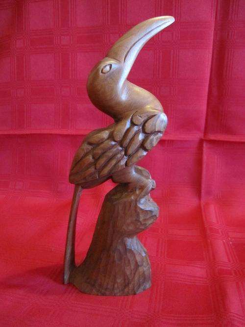 Beautiful Wooden Hornbill Figurine!