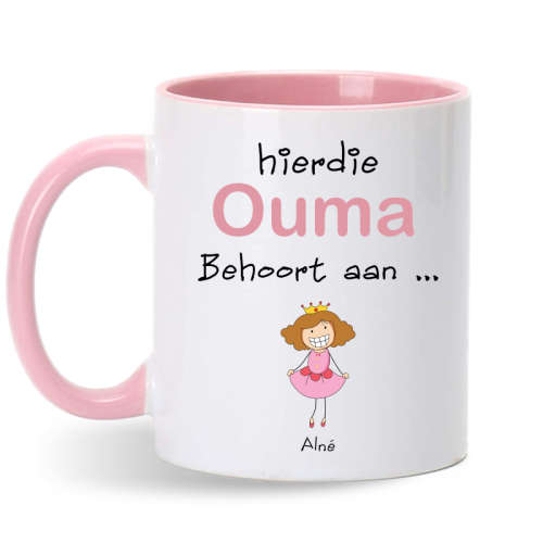 Hierde Ouma behoort aan ... - Mothers Day Mug (Pink and White Mug)