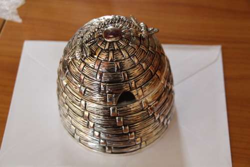 Silver Plated Bee Hive honey Pot by Godinger