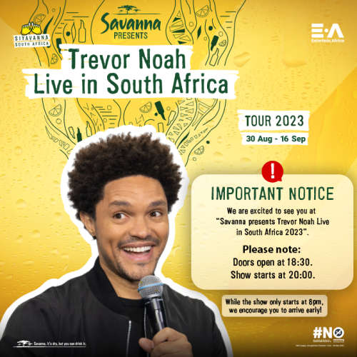 Double Tickets: SAVANNA PRESENTS: TREVOR NOAH LIVE IN SOUTH AFRICA (SUNBET ARENA)