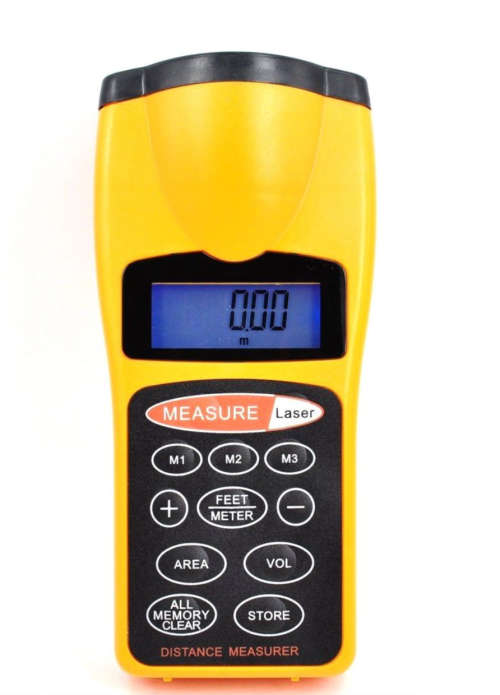 CP-3007 Digital LCD 18M Ultrasonic Laser Distance Meter  Yellow