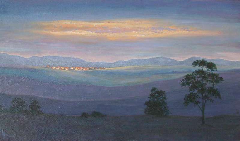 Evening Time - 610 x 345mm, oil on canvas board