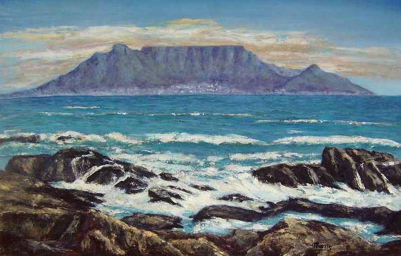 Table Mountain and Rocks, acrylic on prepared board, 500 x 320mm