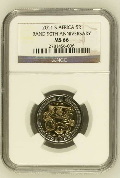2011 SARB 90th Anniversary R5 Mandela NGC MS66 Coin ***5 COINS*** BID PER COIN