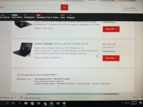 *LAPTOP OF THE DAY*BRAND NEW*Incredible LENOVO THINKPAD T460S*i7-6600U*12GB DDR4*256GB SSD*FULL HD*