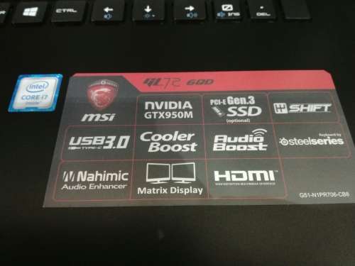 **MSI NO.1 IN GAMING**GL726QD*EINDHOVEN*i7-6700HQ*12GB RAM*FULL HD*NVIDIA GTX950M*STEELSERIES*