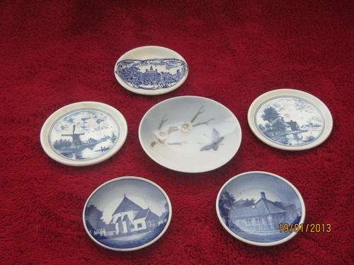 Collection of 6 Mini Blue and White Plates (Royal Copenhagen)