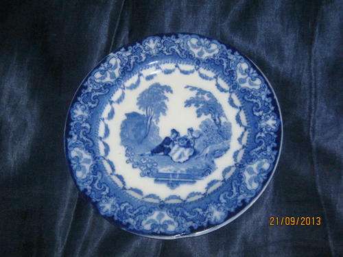 Rare "WATTEAU"   Doulton Cobalt Blue and White Side Plate