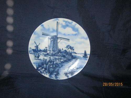 Delft Wall Plate Ter Steege Hand decorated "Windmills and Canal scene "