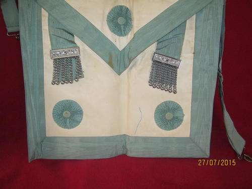 Masonic Apron in light blue with soft white leather