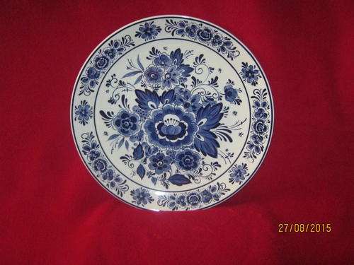 Large Delft Charger Floral Design Handpainted