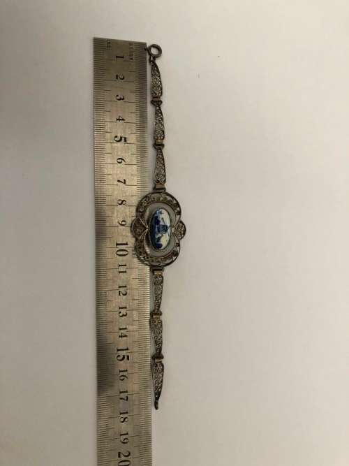 ANTIQUE DELFT & SILVER PLATED BRACELET - PERFECT CONDITION