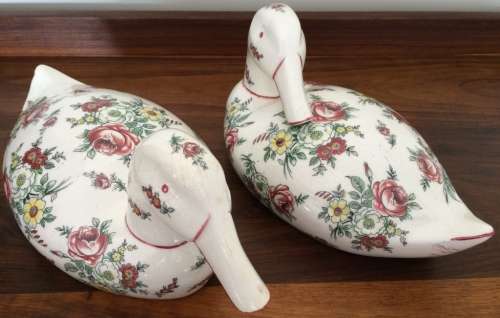 Pair of Jones & Middleton Burslem England - Country Rose - Porcelain Ducks
