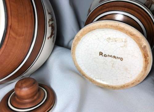 Decorative Roman inspired hand painted porcelain vases