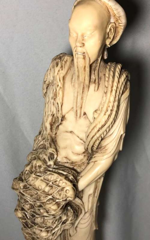 HAND CARVED STATUE OF A MAN STANDING 38cm HIGH