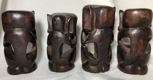 HAND CARVED WOOD FIGURES - HEAR, SEE, TALK & DO NO EVIL