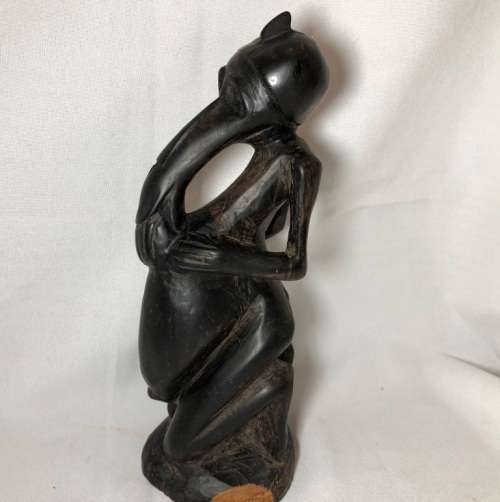 HIGHLY DETAILED HAND CARVED WOOD STATUE OF A CREATURE  21cm
