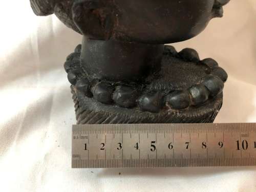 HIGHLY DETAILED HAND CARVED WOOD STATUE OF A WOMAN'S HEAD 22cm