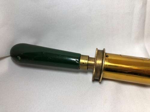ANTIQUE  BRASS HAND PUMP GARDEN SPRAYER WITH WOODEN HANDLE (54cm) - INTERSTING DISPLAY PIECE