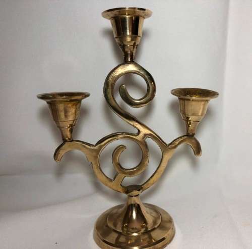 VINTAGE BRASS CANDLE HOLDER 19X13CM