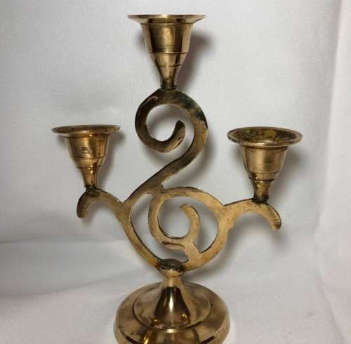 VINTAGE BRASS CANDLE HOLDER 19X13CM