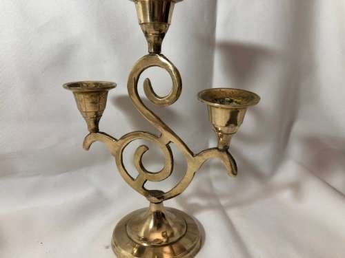 VINTAGE BRASS CANDLE HOLDER 19X13CM