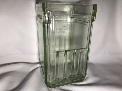 VINTAGE EXIDE GLASS BATTERY JAR - PERFECT CONDITION - MADE IN ENGLAND 383F