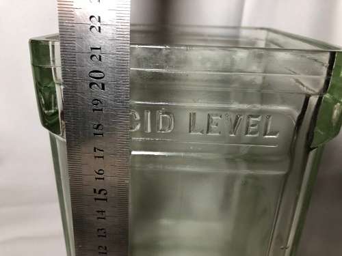 VINTAGE EXIDE GLASS BATTERY JAR - PERFECT CONDITION - MADE IN ENGLAND 383F