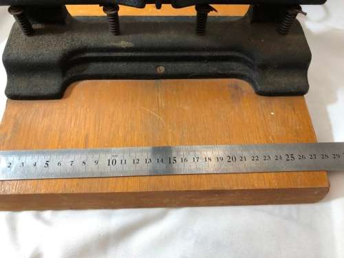VINTAGE CAST IRON and WOOD A4 PAPER HOLE PUNCH