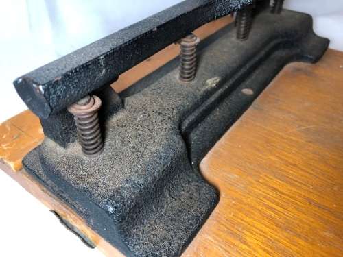 VINTAGE CAST IRON and WOOD A4 PAPER HOLE PUNCH