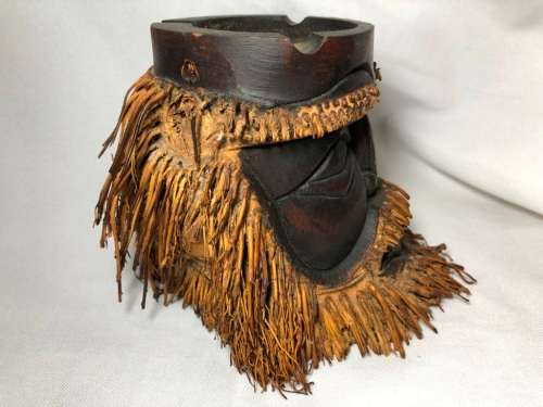 INTRESTING CARVED HEAD WITH BEARD AS AN ASHTRAY(NEVER USED)