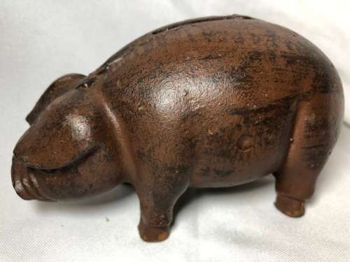 VINTAGE CAST IRON PIGGY BANK