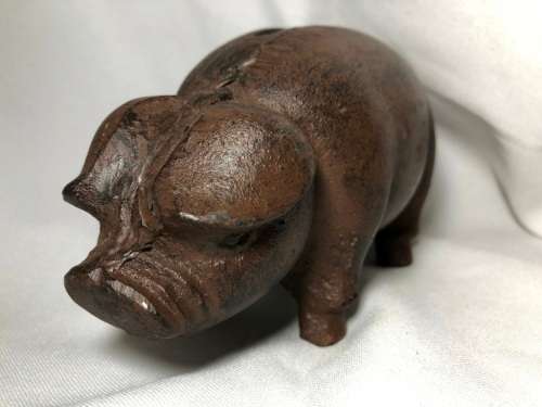 VINTAGE CAST IRON PIGGY BANK