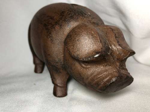 VINTAGE CAST IRON PIGGY BANK