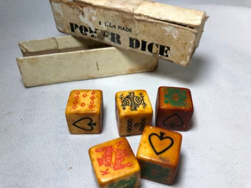 VINTAGE POKER DICE - BRITISH MADE
