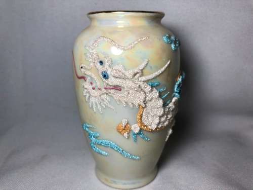 3 VERY UNIQUE ORIENTAL MORIAGE SATSUMA PORCELAIN VASES