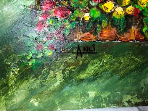 WINDOW GARDEN PAINTING BY ANLI - SMALL EASEL INCLUDED
