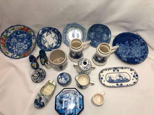 COLLECTION OF DELFT & BLUE AND WHITE PIECES