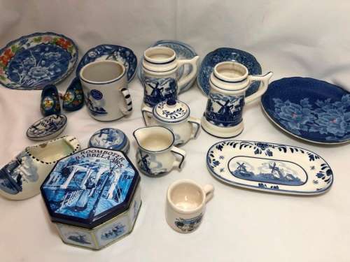 COLLECTION OF DELFT & BLUE AND WHITE PIECES