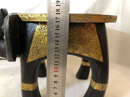 BEAUTIFUL HANDMADE ELEPHANT SHAPE WOOD SIDE TABLE COVERED WITH BRASS