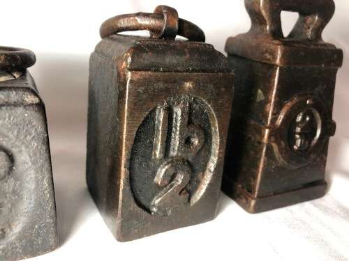 3 ANTIQUE CAST IRON SCALE WEIGHTS